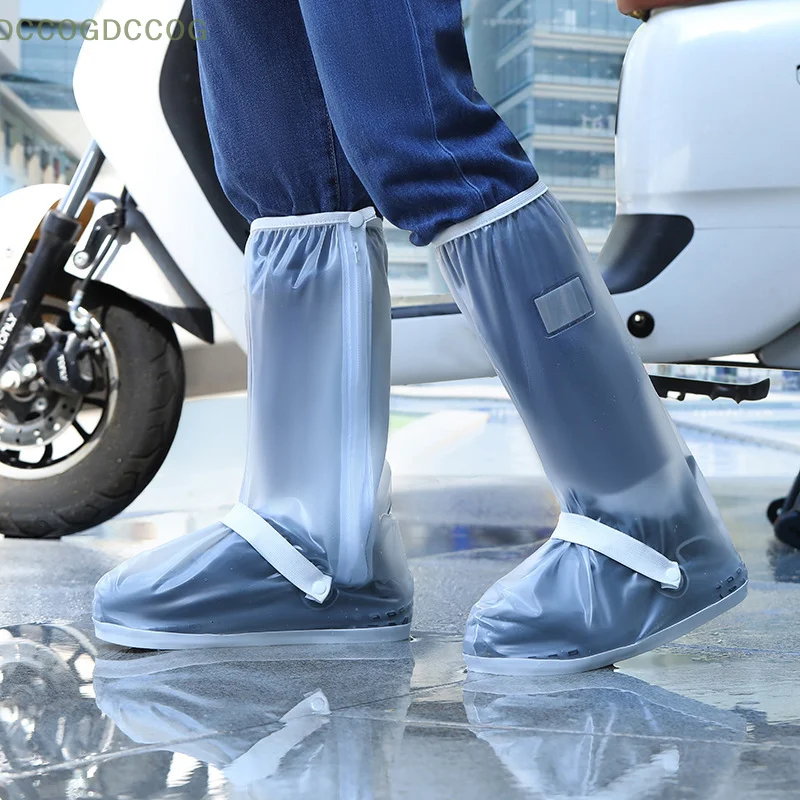 1 pair Men's Long Tube Rain Boot Protector Wear-Resistant Thickened Water Shoe Cover for Outdoor