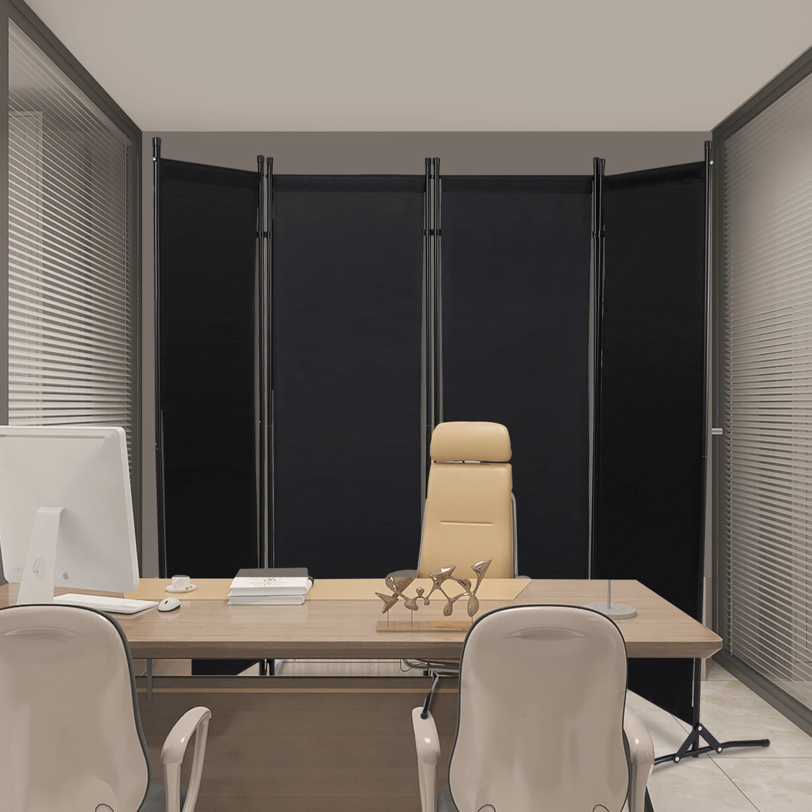 شاشة الخصوصية أكسفورد 420D - 360 °   مقسم غرفة قابل للطي، قسم رمادي حديث للمكتب/المنزل/الاستوديو، متين وسهل التجميع