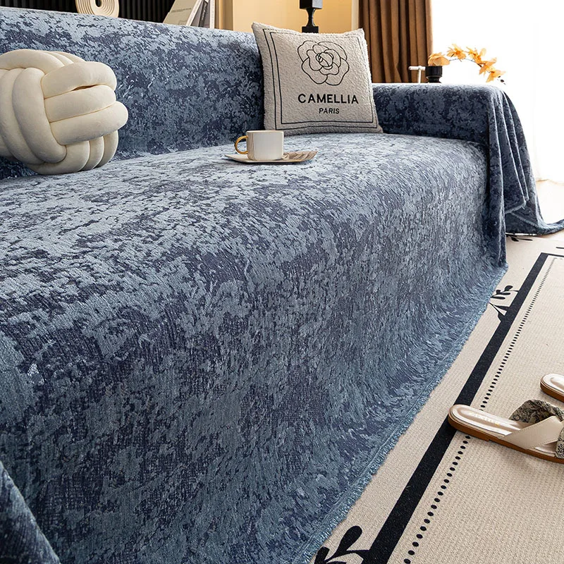 High-End Chenier Sofa Cover with Tassels High Quality Solid Color Couch Slipcover for Pets Full Cover Anti-Wear Sofa Towel