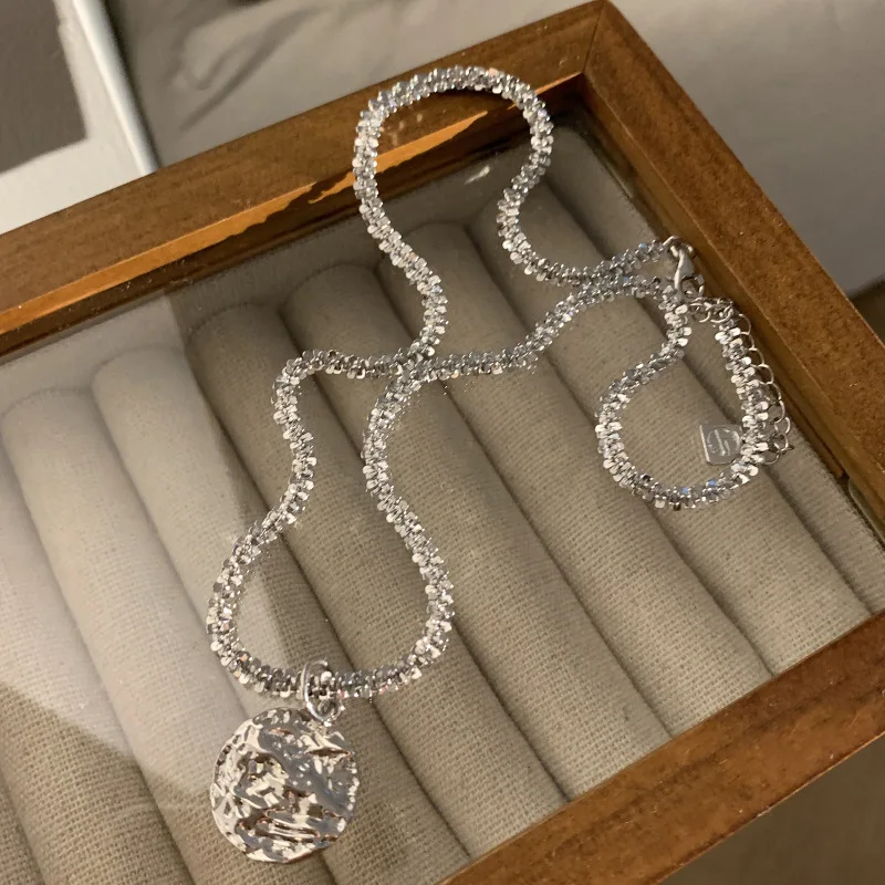 925 Sterling Silver Necklace Irregular Rough Punk Geometric Adjustable Chain for Women Girl Jewelry Gift Dropshipping Wholesale