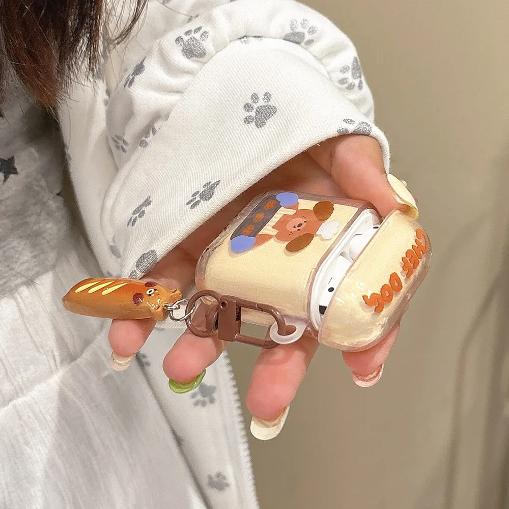 Korea Cartoon Cute Bear Brown Clear Gloss Soft Headphone Coque Case For Apple AirPods 2 3 4 New Protective Shell For AirPods Pro