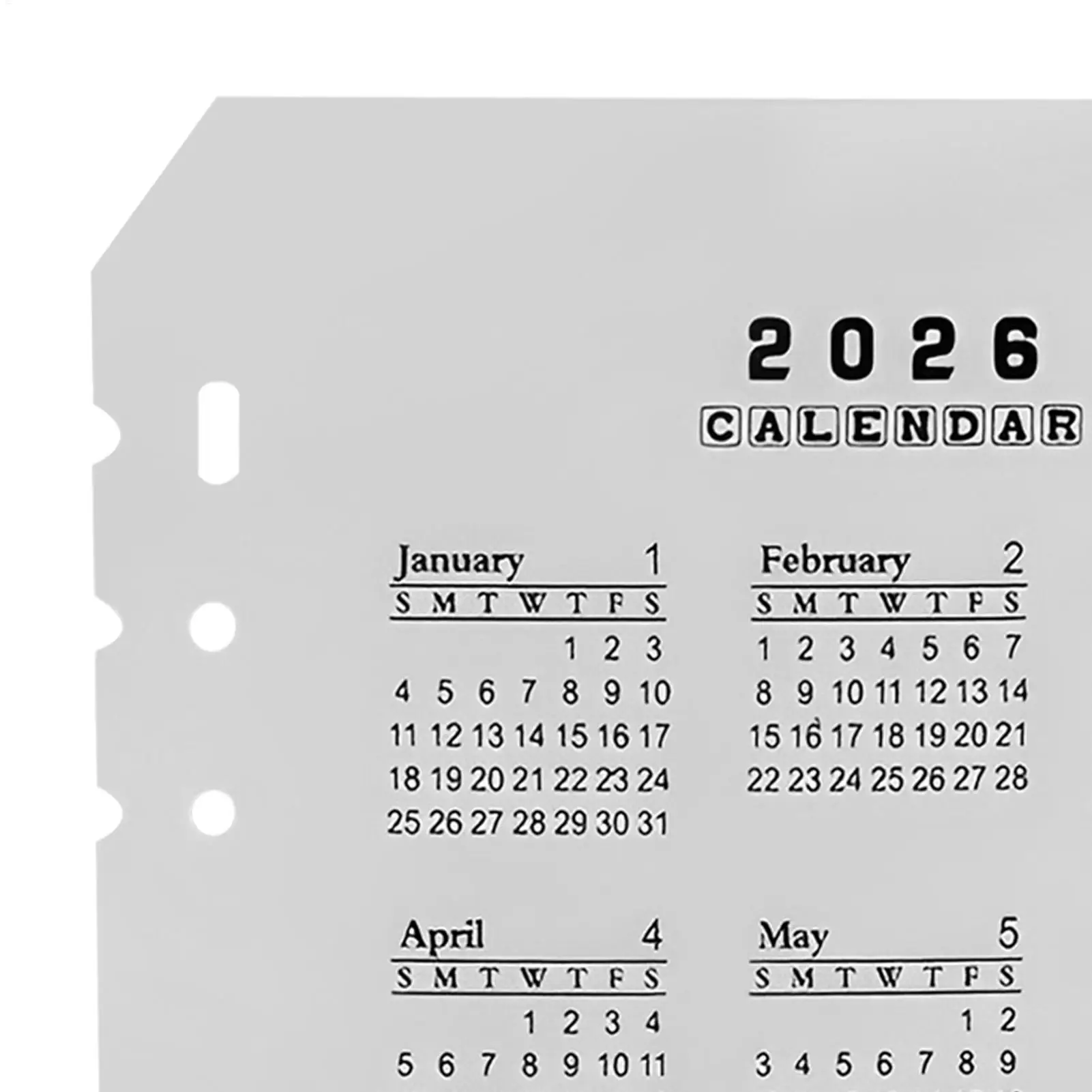 A5 A6 White Loose Leaf Notebook Refill 2026 Planner Divider Spiral Binder Inner Page Line Dot 2026 Planner Refills