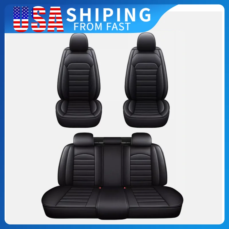 

For Honda Civic/Accord Pu Leather Universial Car Seat Cover 2/5 Seats Black Front Rear Car Seat Cushion waterproof breathability