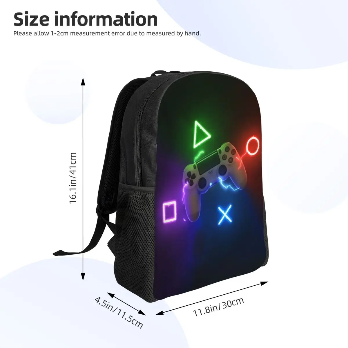 Customized Gamer Gaming Controller Button Backpacks Women Men Casual Bookbag for School College Video Game Lover Gift Bags