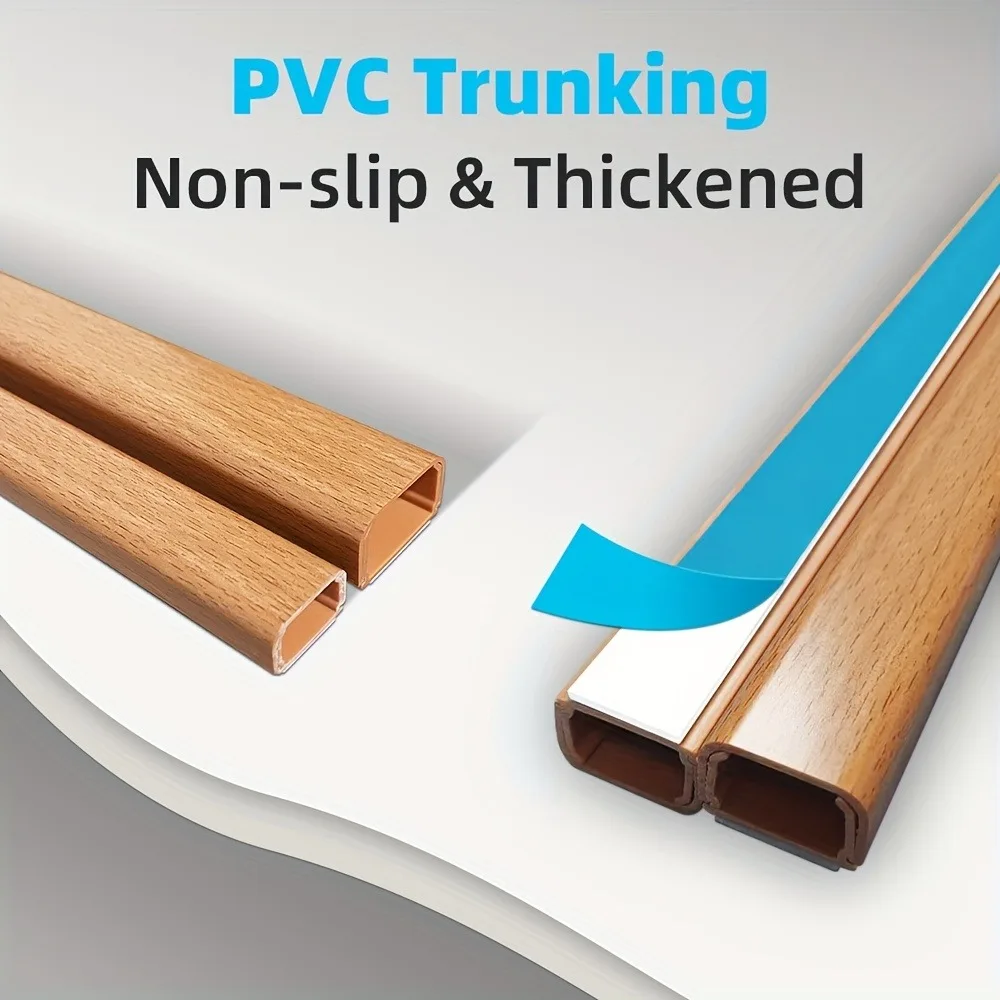 2pcs 40cm Cable Trunking Wood Grain, Wall-Mounted Closed Cable for Easy Installation, Suitable for Home Office Floor Decoratio