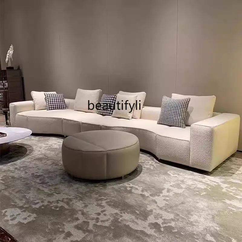 

Sofa new villa living room furniture large flat layer fabric leather sofa living room home