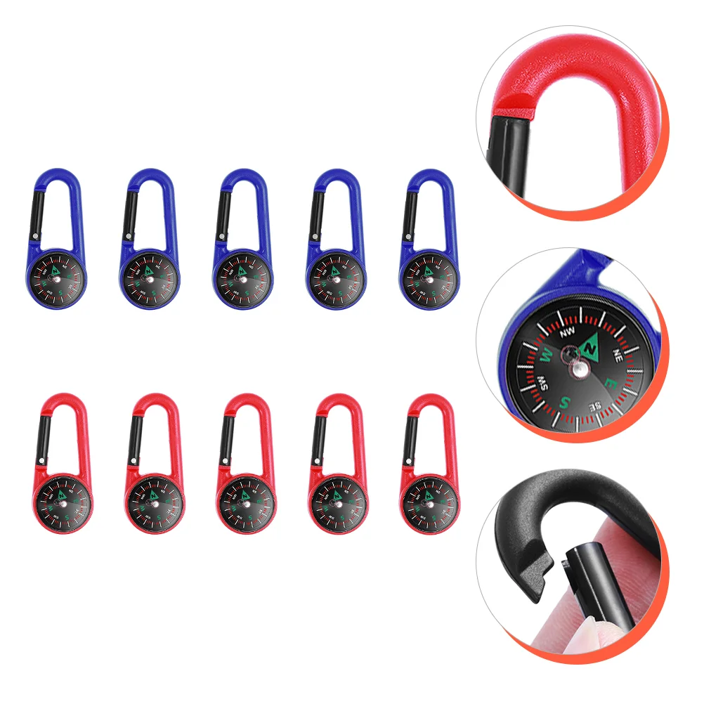 

10 Pcs Compass Carabiner Mini Clips Heavy Duty Hiking Climbing Gear Buckle Keychain