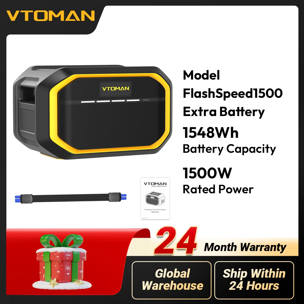 

VTOMAN FlashSpeed1500 Extra Battery for VTOMAN FlashSpeed1000/FlashSpeed1500 Power station for Outdoor Camping 1548Wh