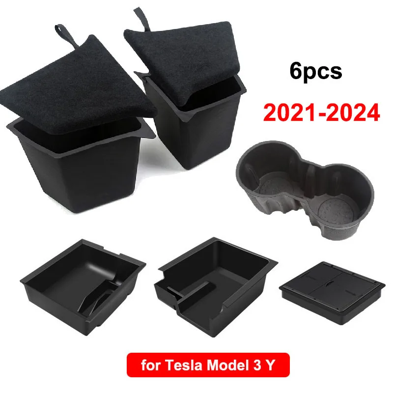 Middenconsole Organizer voor Tesla Model Y 2023 2024 Kofferbak Zijopbergdoos Bakken Massaal Armsteun Verborgen Cup Lade Console - afbeelding 2