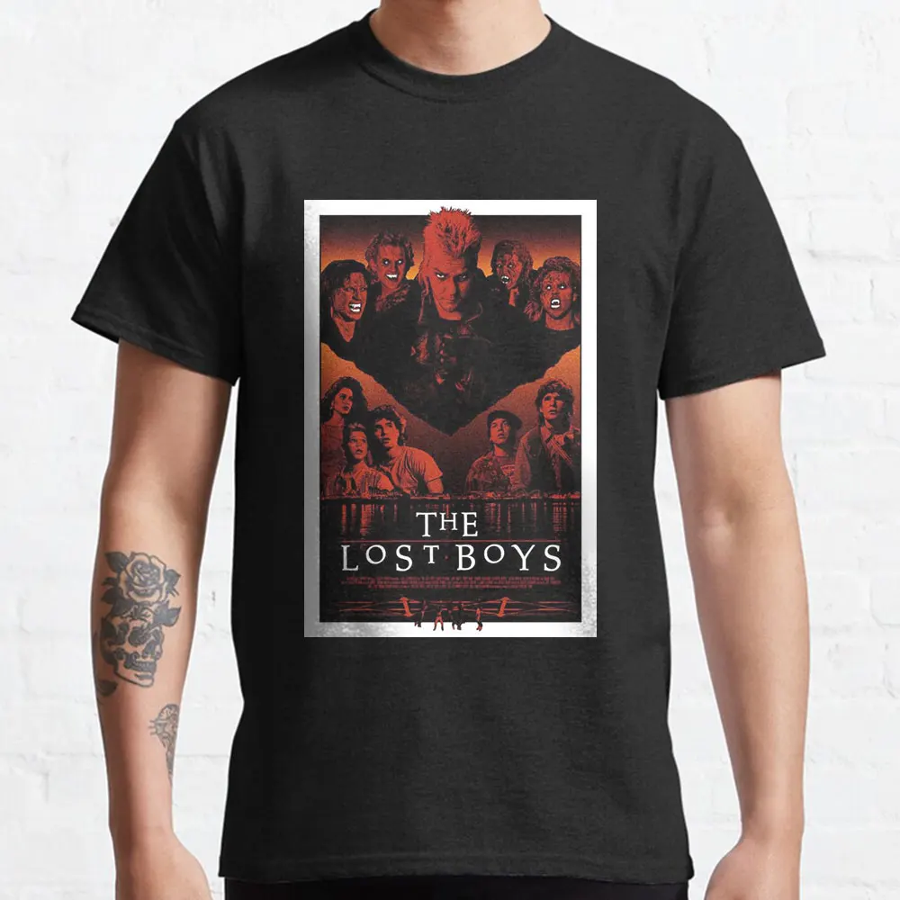 

Scary The Lost Boys David Vampire graphic t shirts Santa Carla Halloween tops Horror Movie printed tee large size Men's clothing