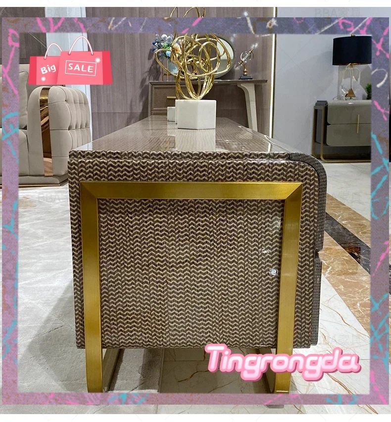 N خزانة تلفزيون من الخشب الصلب الفاخر الخفيف على الطراز الإيطالي لغرفة المعيشة #3