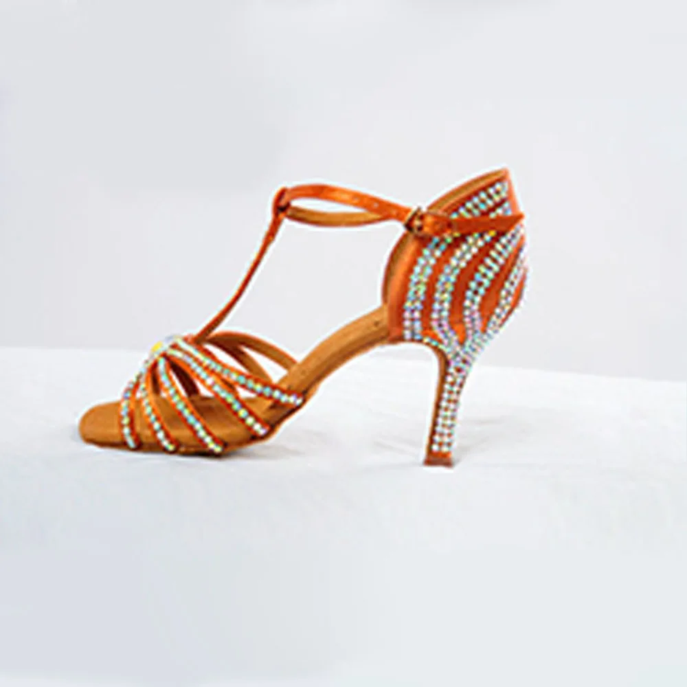 Обувь для соревнований по латинским танцам Betty для взрослых и женщин с мягкой подошвой, имитация олимпийских бриллиантов и ромбовидной точкой, стиль 217 листьев