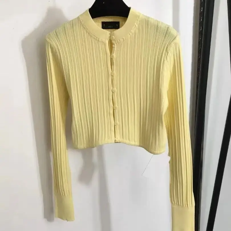 

Spring And Autumn New Style Elegant Long Sleeve Round Neck Thin Button Women's Knitted Sweater Versatile Cardigan Top