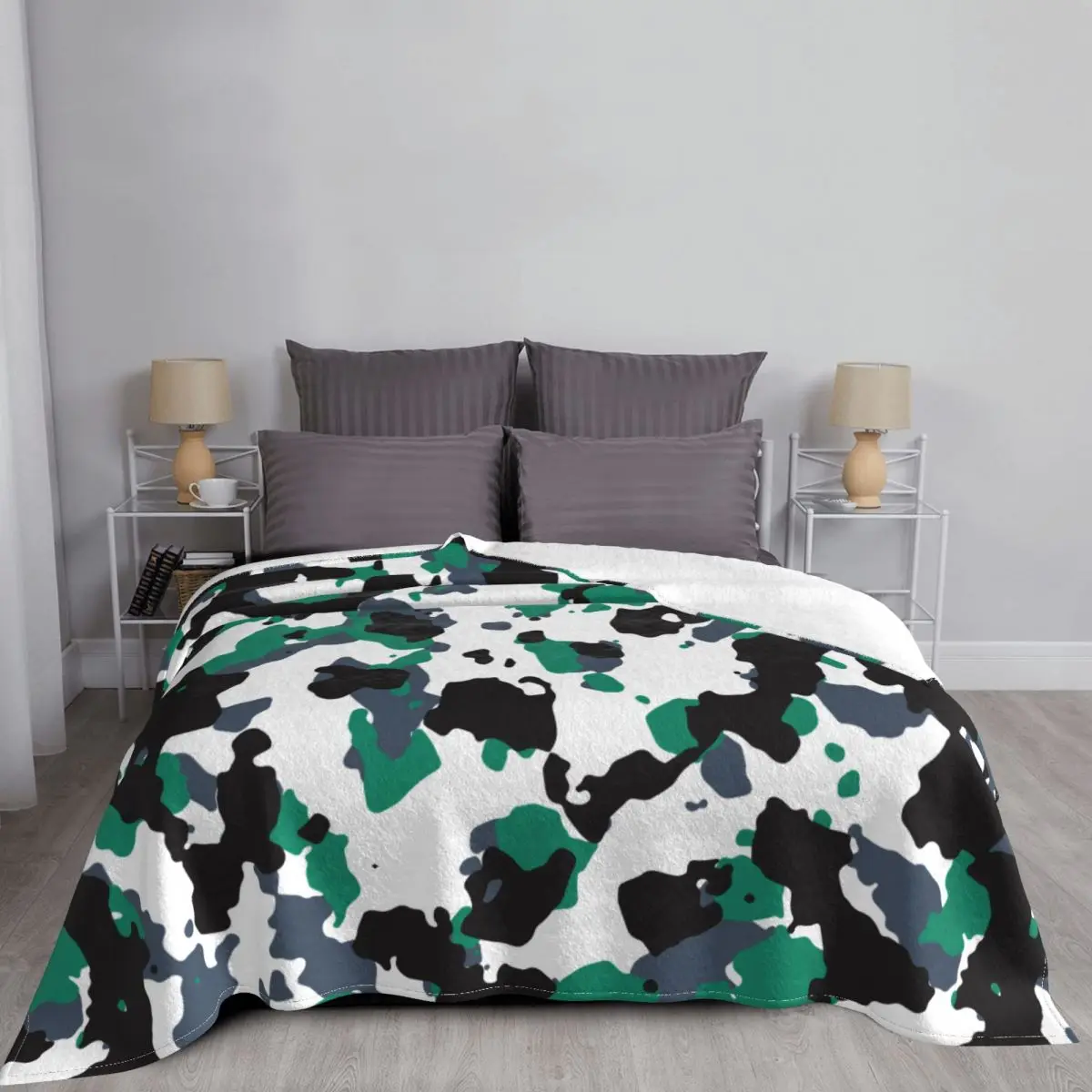 Splintertarn German Camouflage Blankets Flannel Decoration Multifunction Super Warm Throw Blanket for Bed Couch Rug Piece