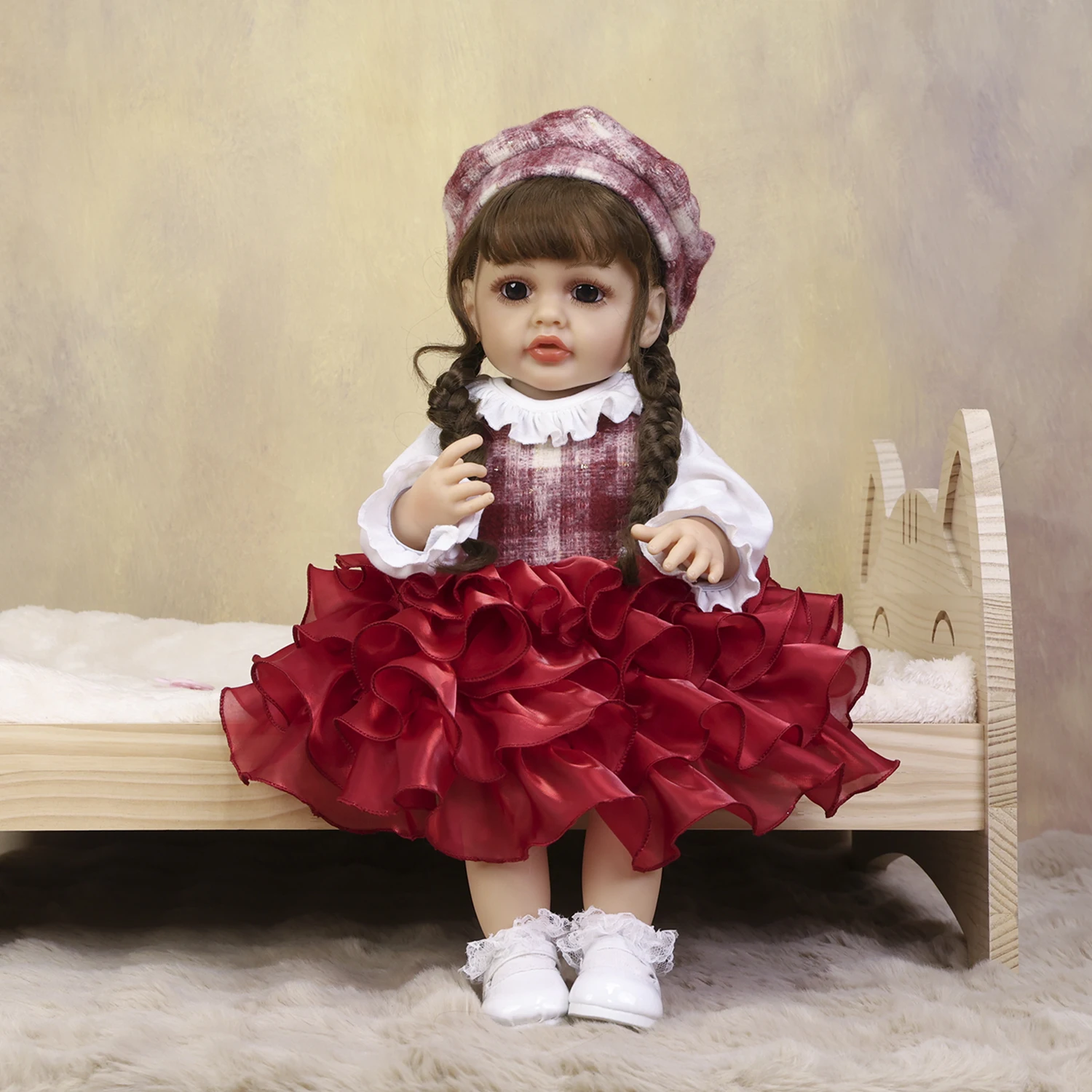 

KEIUMI 22 Inch Soft Silicone Vinyl Body Bebe Reborn Doll Finished Realistic Painted Skin Art Collection Doll Gift For Girls