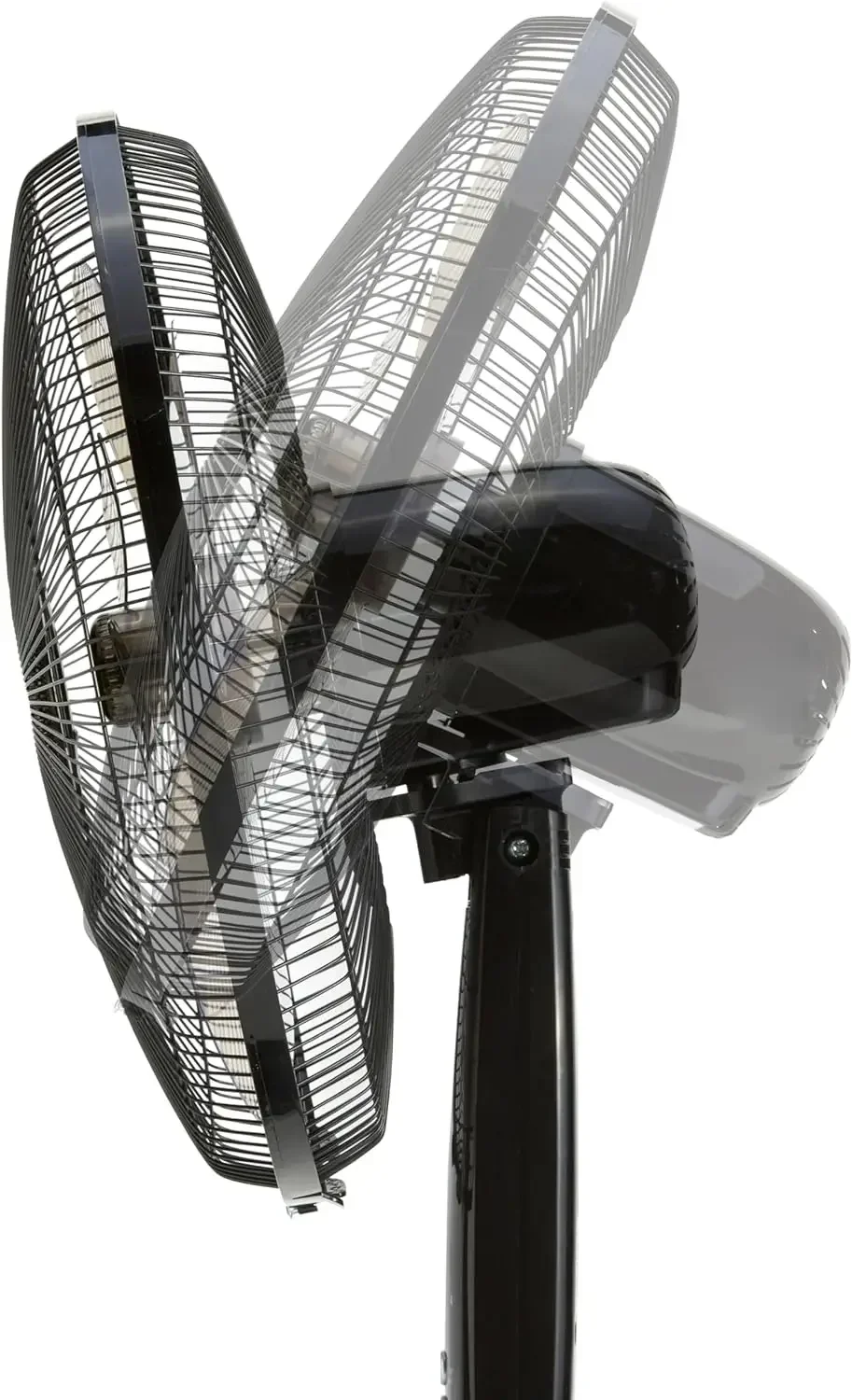 Ventilateur de sol sur pied de 16 pouces avec commande à distance, minuterie, tête inclinée, oscillant, sphérique, 3 réglages de vitesse, design noir élégant