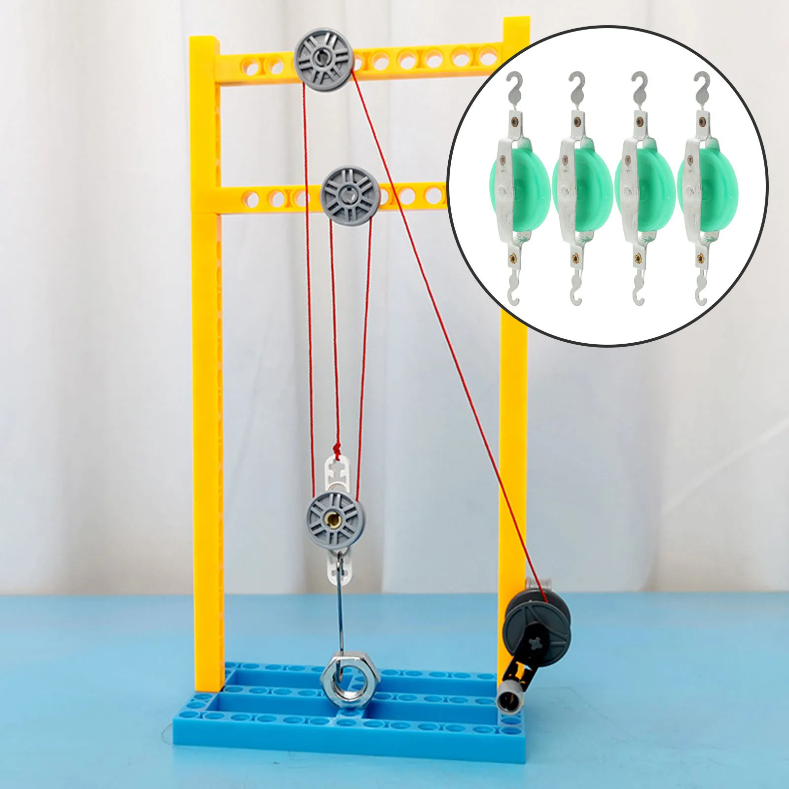 

4Pcs Pulley Experiment Equipment Two Single Two Double 4 Inch Plastic for School Physics Lab Science Activities