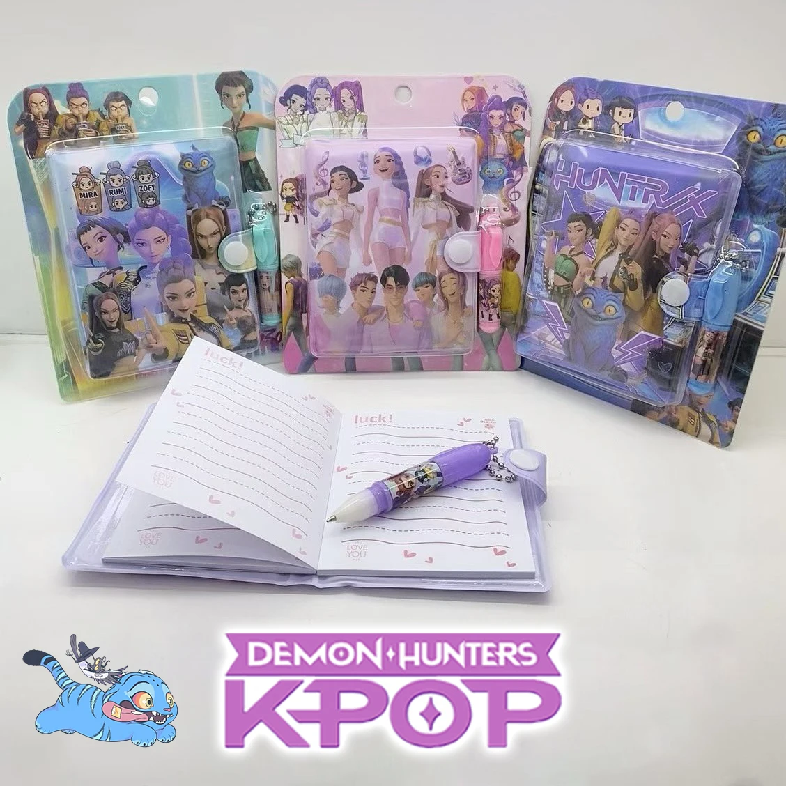 Ins K-Pop شيطان هنتر الكرتون دفتر رومي ميرا زوي المحمولة مع القلم بولي Pocket كتاب 4 قطعة/المجموعة لوازم مكتبية هدايا الاطفال