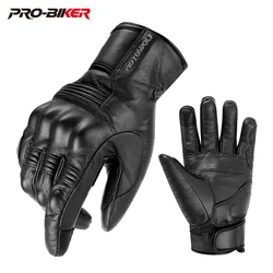 New Vintage Leather Motorcycle Gloves Men Black Wear-resistant Guantes Touch Screen Anti-slip Retro Motobiker Luvas