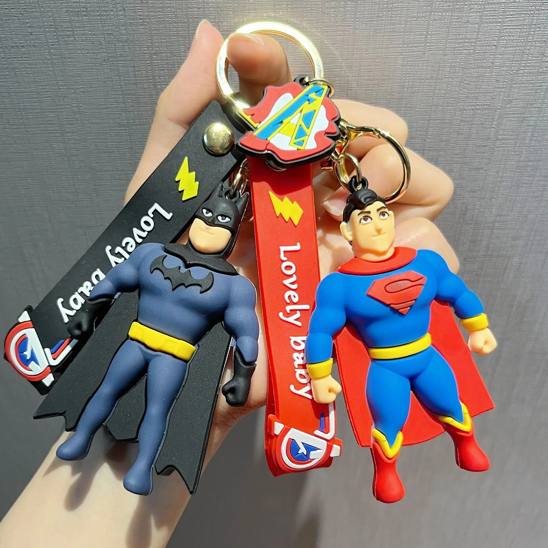 Batman Batdog Superman Krypto Anime Figure Silicone Keychain Doll Keyring Bag Accessories Decoration Cartoon Toys Birthday Gifts