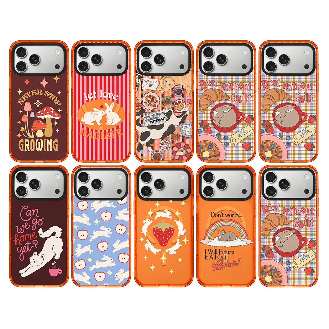 

Never Stop Growing Impact Orange Border Magnetic Cover for IPhone 12 13 14 15 16 17 Pro Max Case for IPhone 17 Air