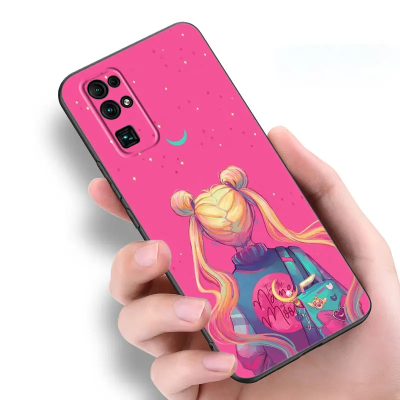 Anime Sailor Moon Black Phone Case For Huawei Honor 70 90 Lite X40 GT X50 i X5 Plus X6A X6S X7A X8A X8B X6 X7 X8 X9 4G X9A X9B