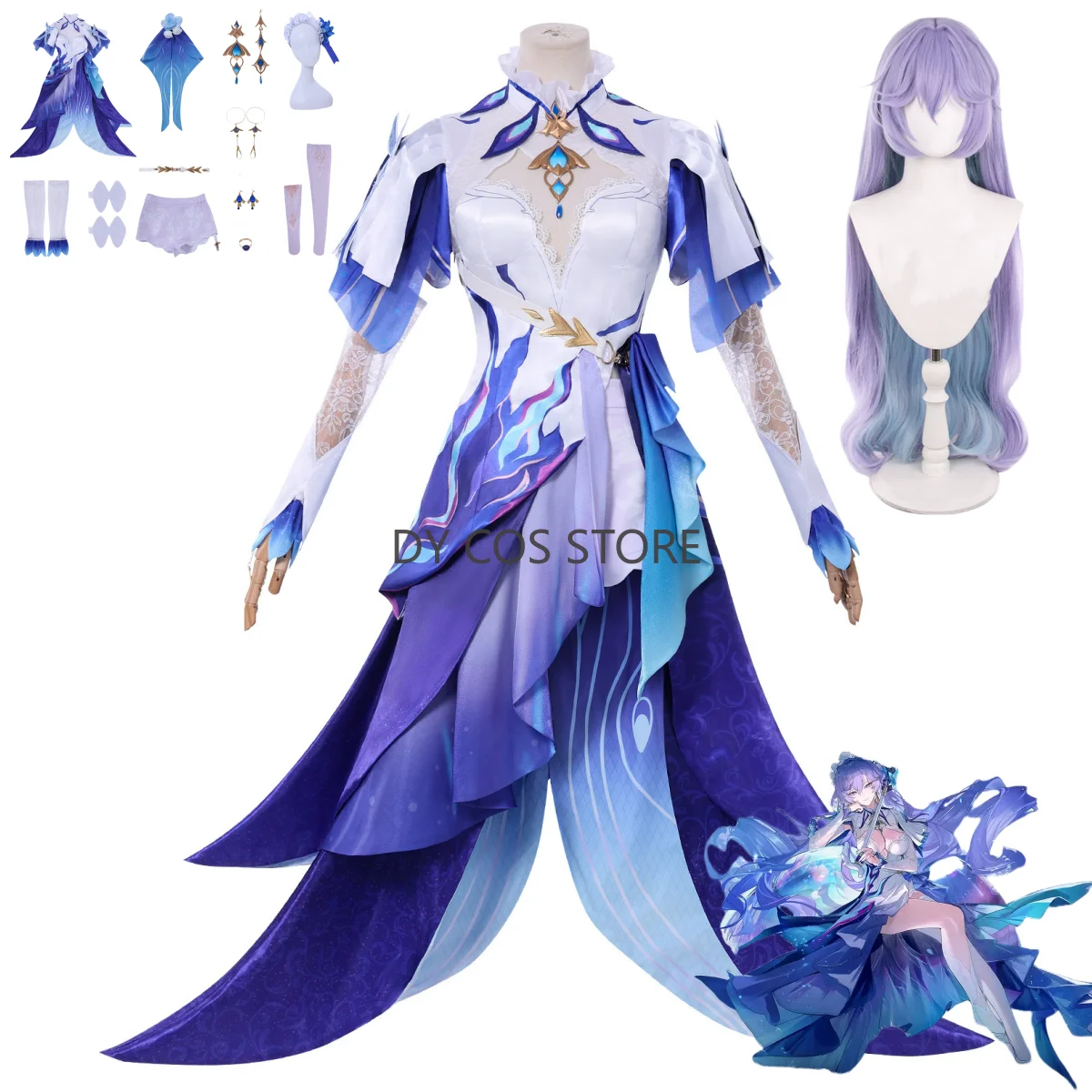 

Игра Cantarella Косплей Костюм Wuthering Waves The Fisalia Family Head of A Family Фиолетовое платье Парик Женский сексуальный карнавальный костюм