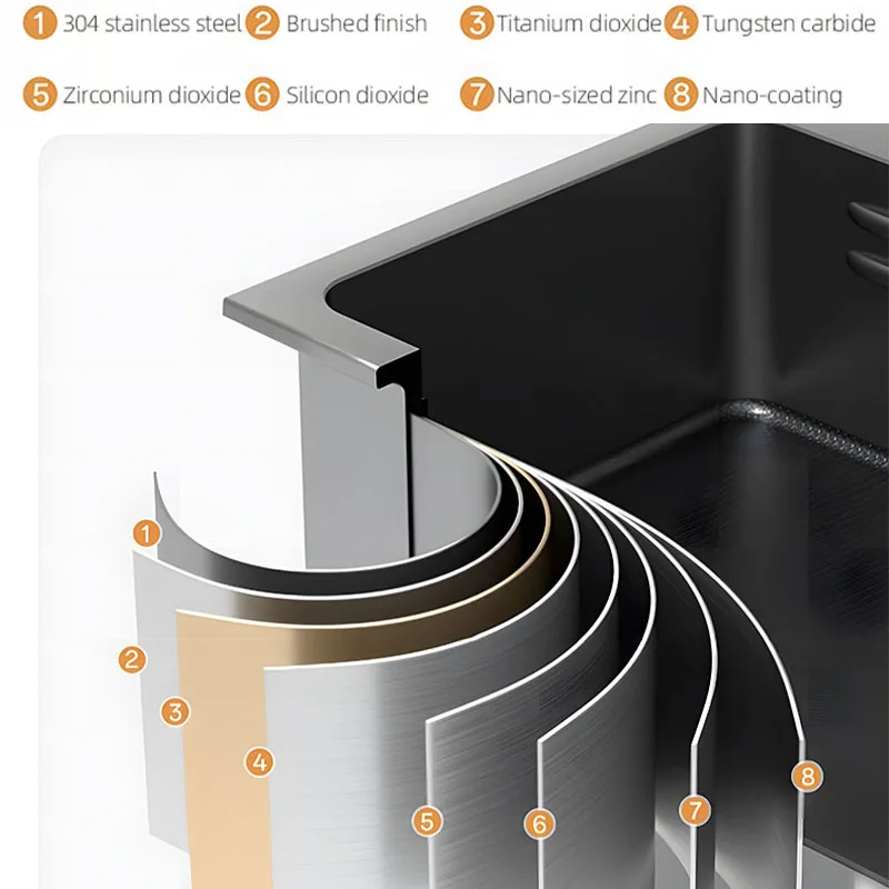 Home Use 800*460mm Kitchen Multifunctional Sink Slag collection net Dual-track design Extra-large capacity Rectangular Deep Sink