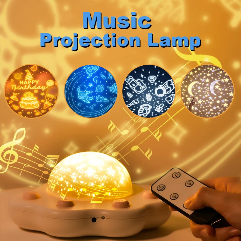 Novelty 3D Rotate Night Lamp Mood Light Stars and Galaxy Projector Lamps Music for Children\'s Room Cute Decor Birthday Gifts