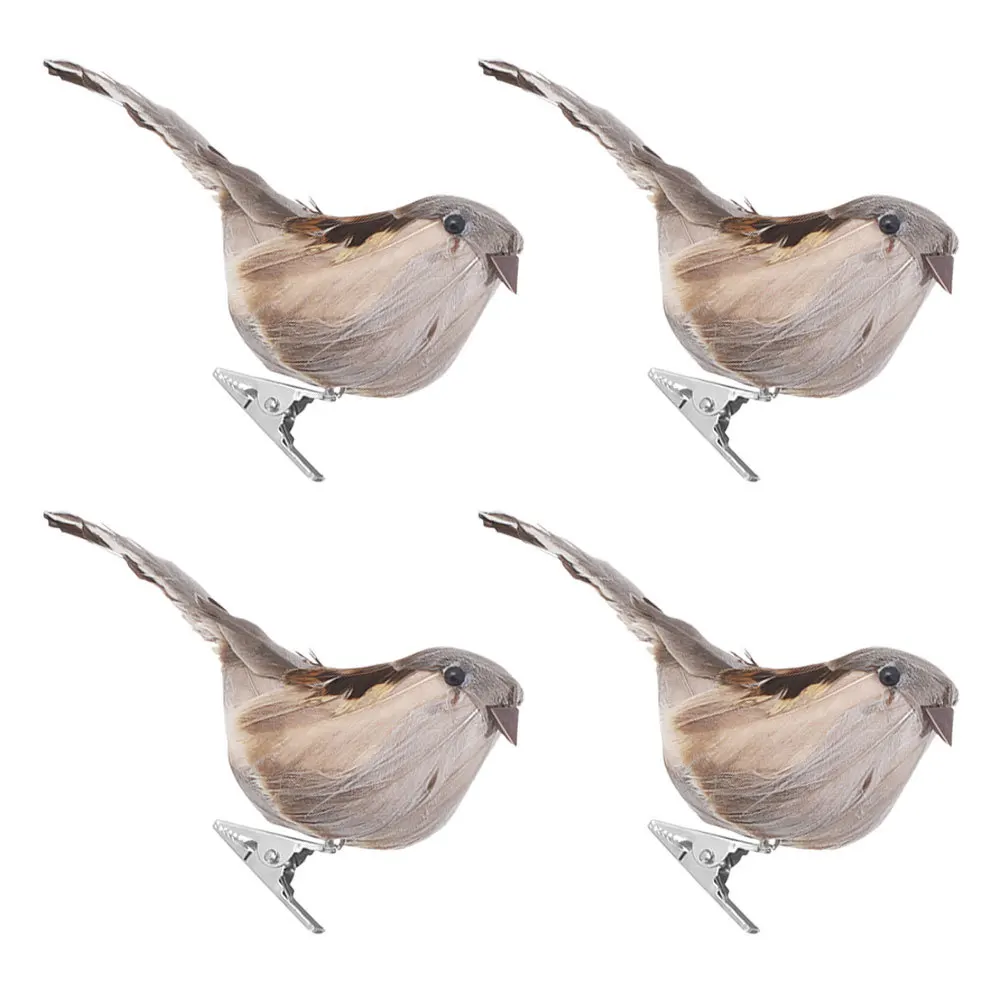 

4Pcs Artificial Sparrow Birds Simulation Feathered Clip Garden Decoration Lifelike Outdoor Bird Adornments Realistic Craft Scene