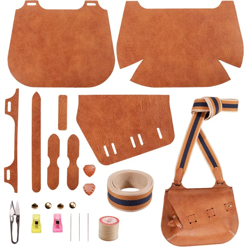 DIY Leder-Umhängetaschen-Bastelset Kunstleder-Nähset mit Werkzeugen für Handgemachte Schultertasche Anfänger-Bastelbedarf
