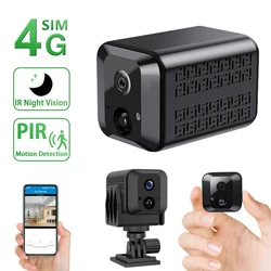 Minicámara de seguridad 4G, cámara IP HD 1080P, 140 °, inalámbrica, visión nocturna, protección de vídeo secreto, cámara de movimiento IR