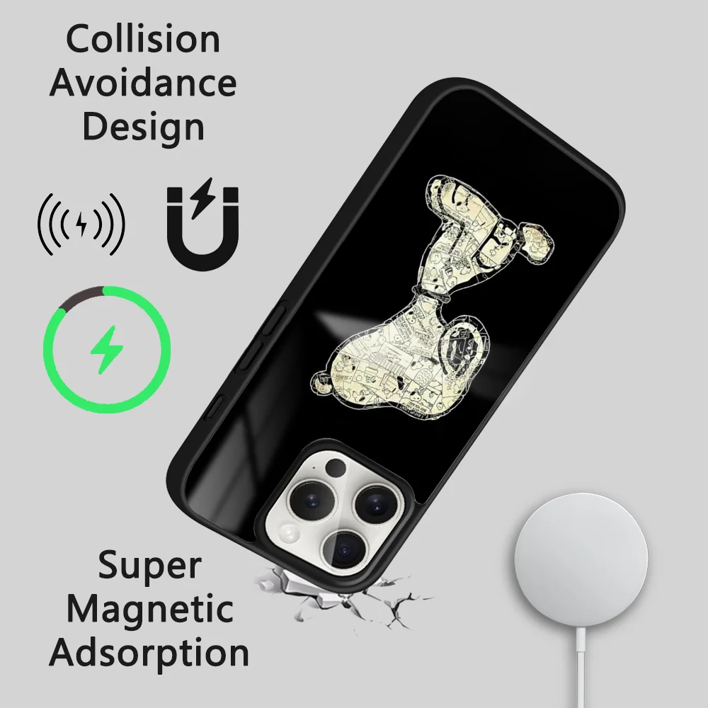 Divertente S-Snoopy Cassa Del Telefono Per iPhone 16 15 14 13 12 11 Pro Max Plus Mini Nuovo Magsafe Specchio Copertura Magnetica Senza Fili