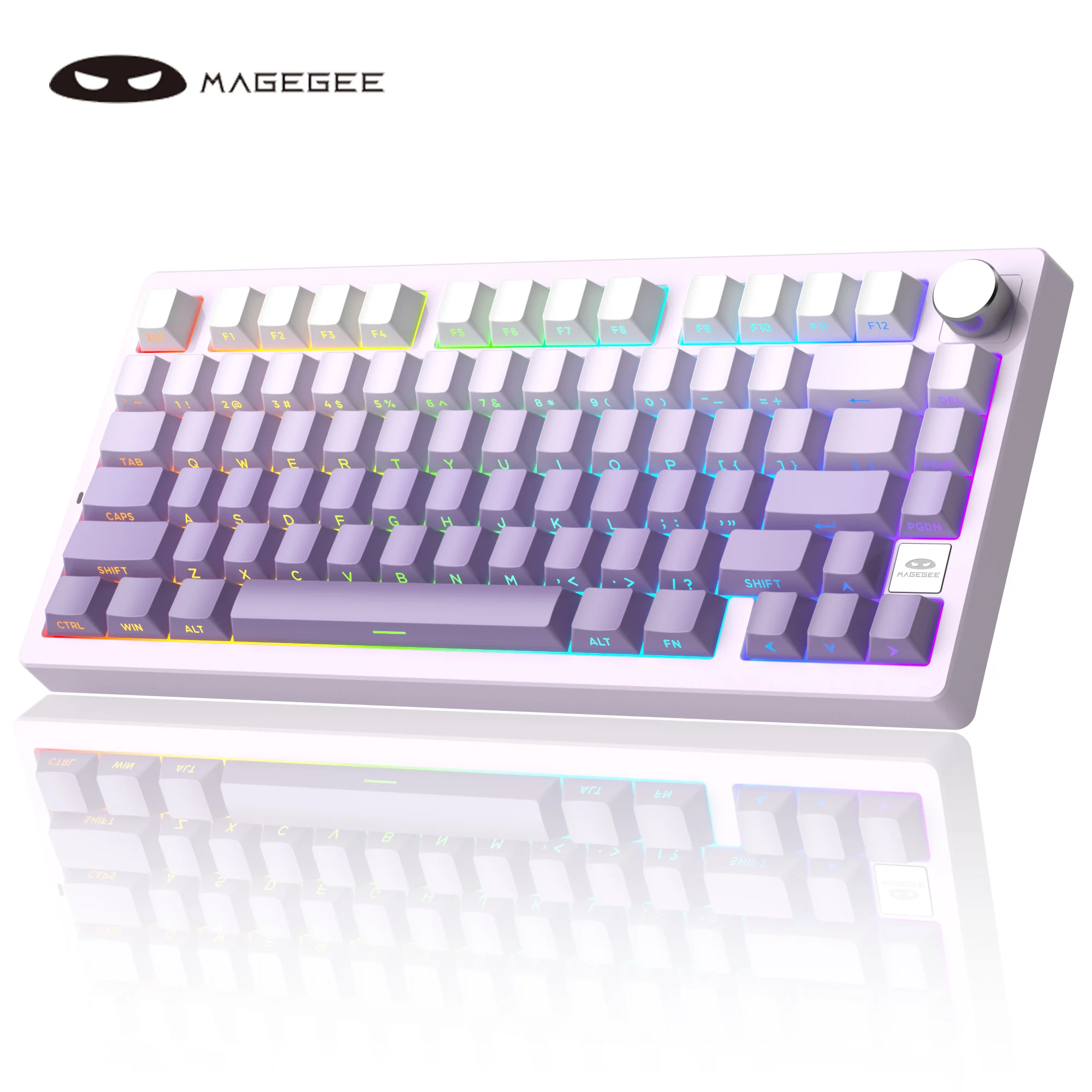 

MageGee Light75 2.4G/BT/Wired Silent Mechanical Keyboard Gasket Structure Keyboard With Metal Knob Side Engra For Gaming Office