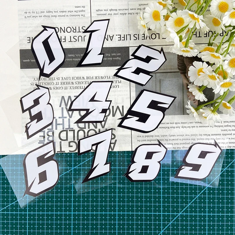 

1PC White Number 0123456789 Motorcycle Sticker Waterproof DlY Motorbike Front Fairing Helmet Fuel Tank Box Universal Vinyl Decal