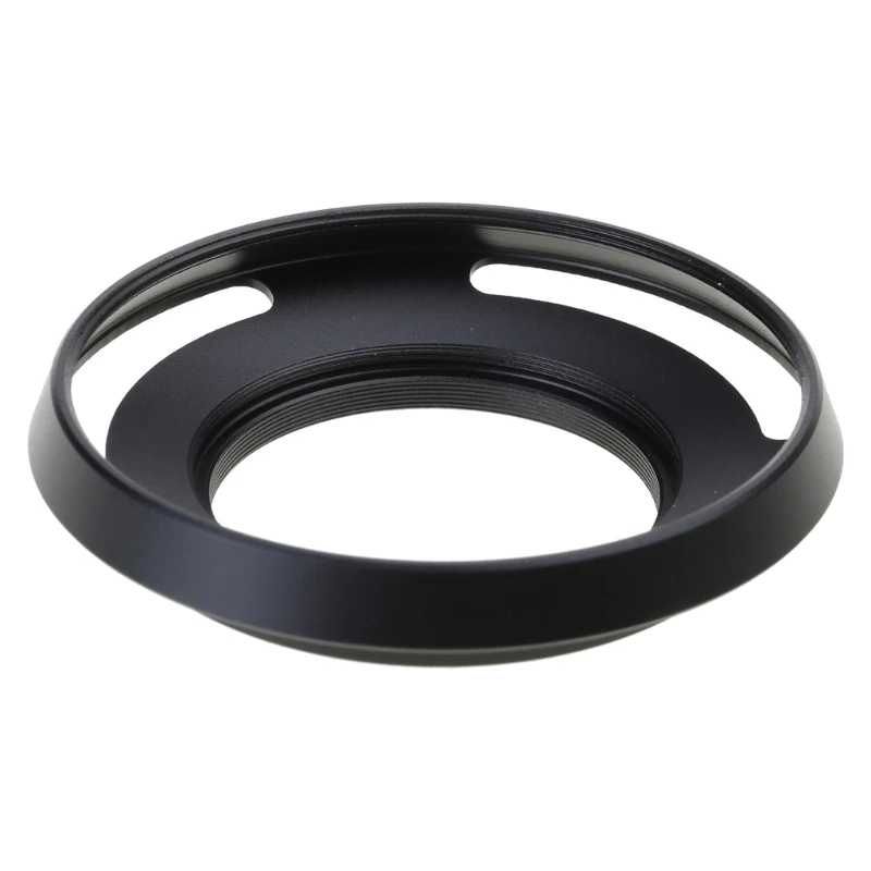 39mm Lens Hood, Metal Screw-in Mount Camera Curved Hood Tilted Vented 39mm Filter Thread Black