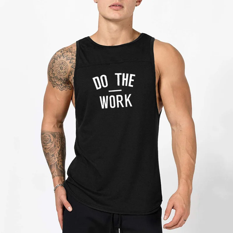 

Gyms Workout Sleeveless Loose Shirt Stringer Tank Top Bodybuilding Clothing Fitness Mens Cotton Sportwear Vests Muscle Singlets