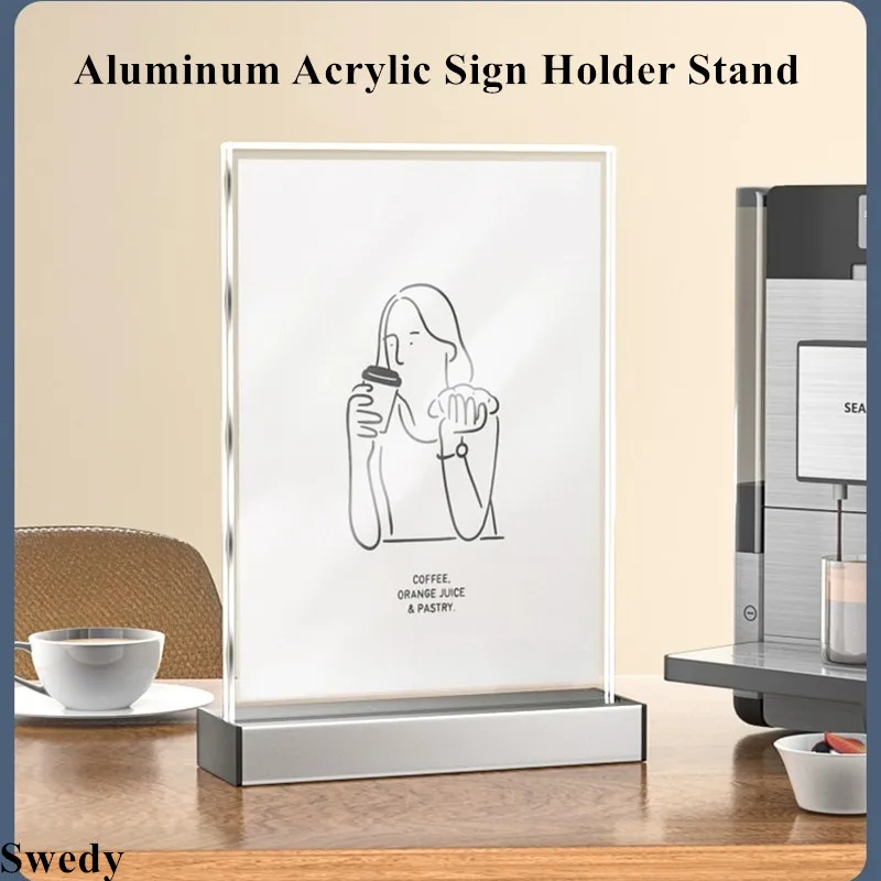 A4 210x297mm Aluminum Base Restaurant Menu Paper Price Listing Photo Picture Poster Frame Acrylic Sign Holder Display Stand
