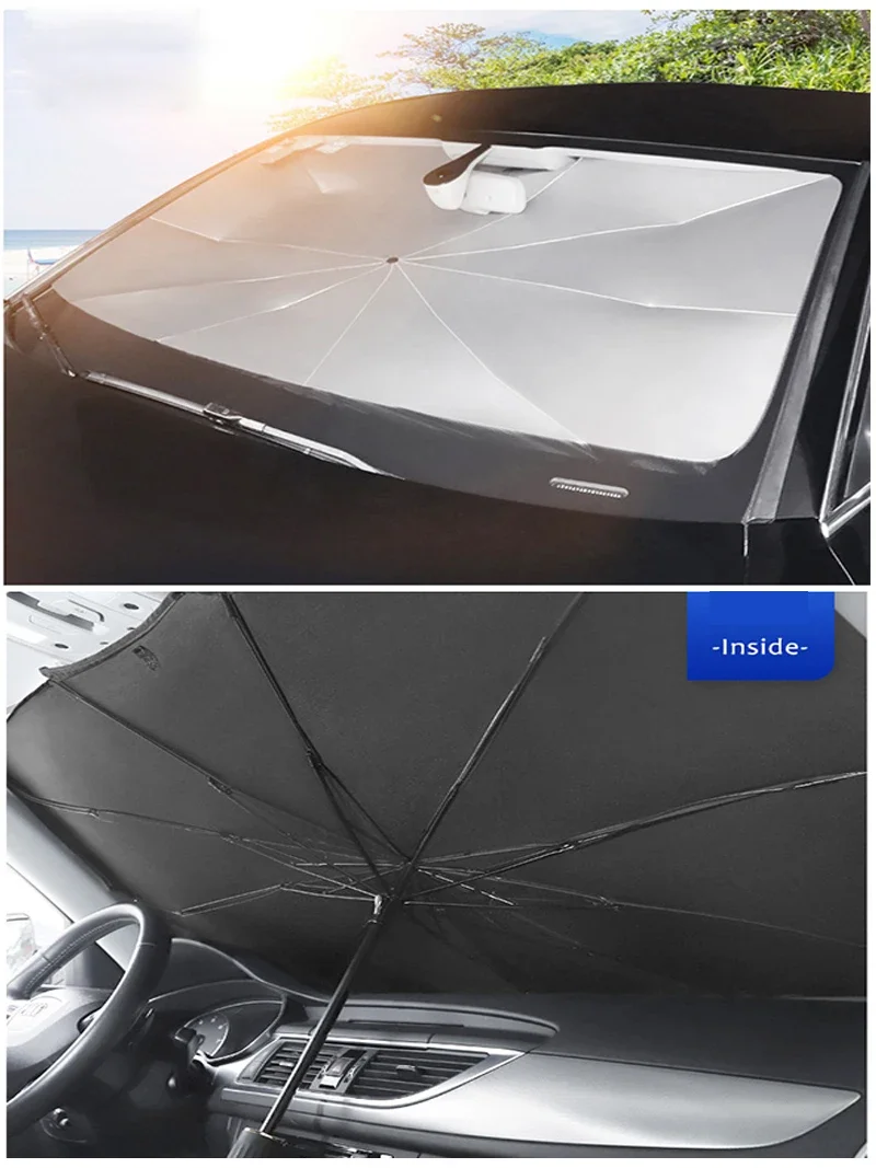

Зонт от солнца на лобовое стекло автомобиля 2025 года, складной солнцезащитный козырек на переднее окно для УФ-блока, теплозащитный защитный зонтик от солнца