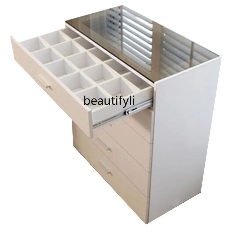 

Modern Minimalist Glass Desktop Chest of Drawers Japanese and Nordic Style Storage Side Cabinet Plate Locker Drawer