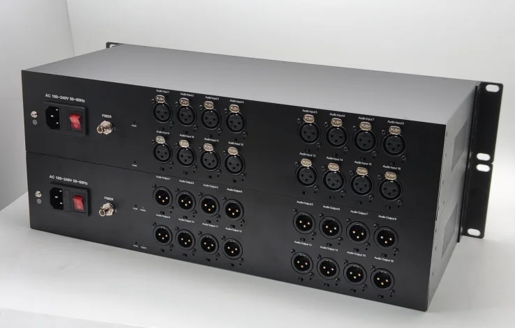 16-Channel XLR Balanced Audio ST Fiber Optical Converter 20km Extender Transmitter Receiver for Professional Audio Networking