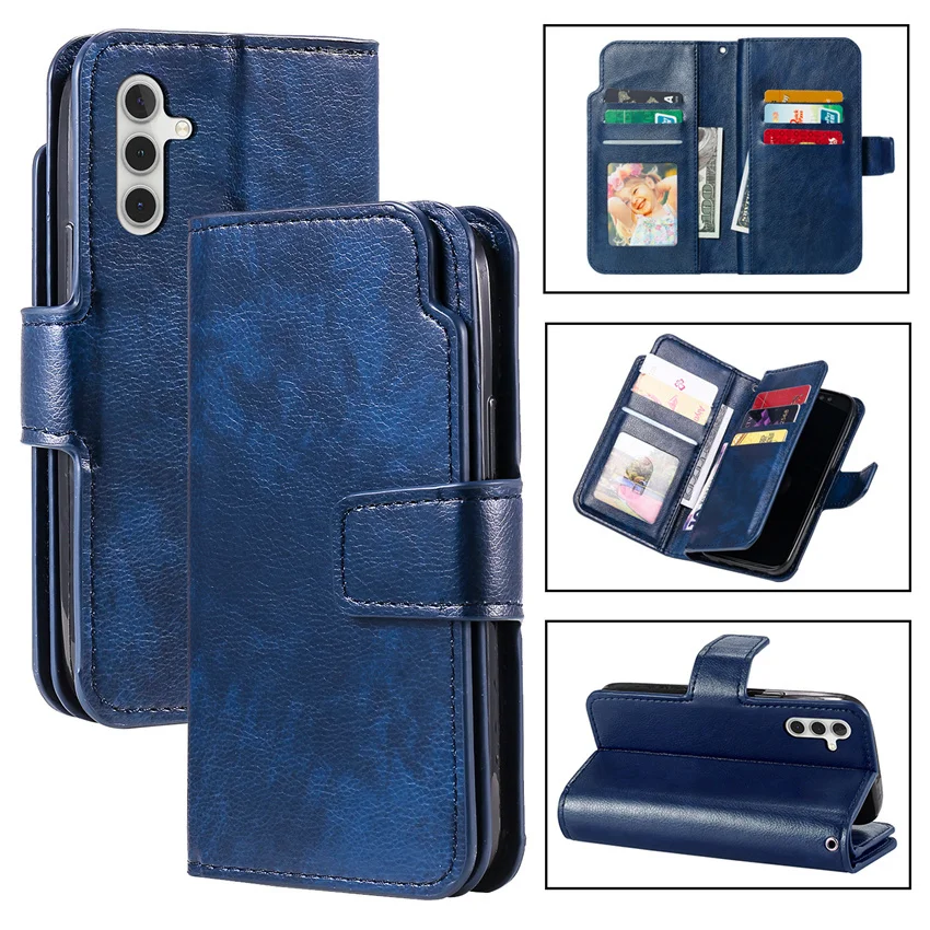 High Grade Wallet Leather Case For Samsung Galaxy A05 A05S A15 A35 A55 A12 A13 A14 A22 A23 A24 A52 A53 A54 Flip Cover Card Slots