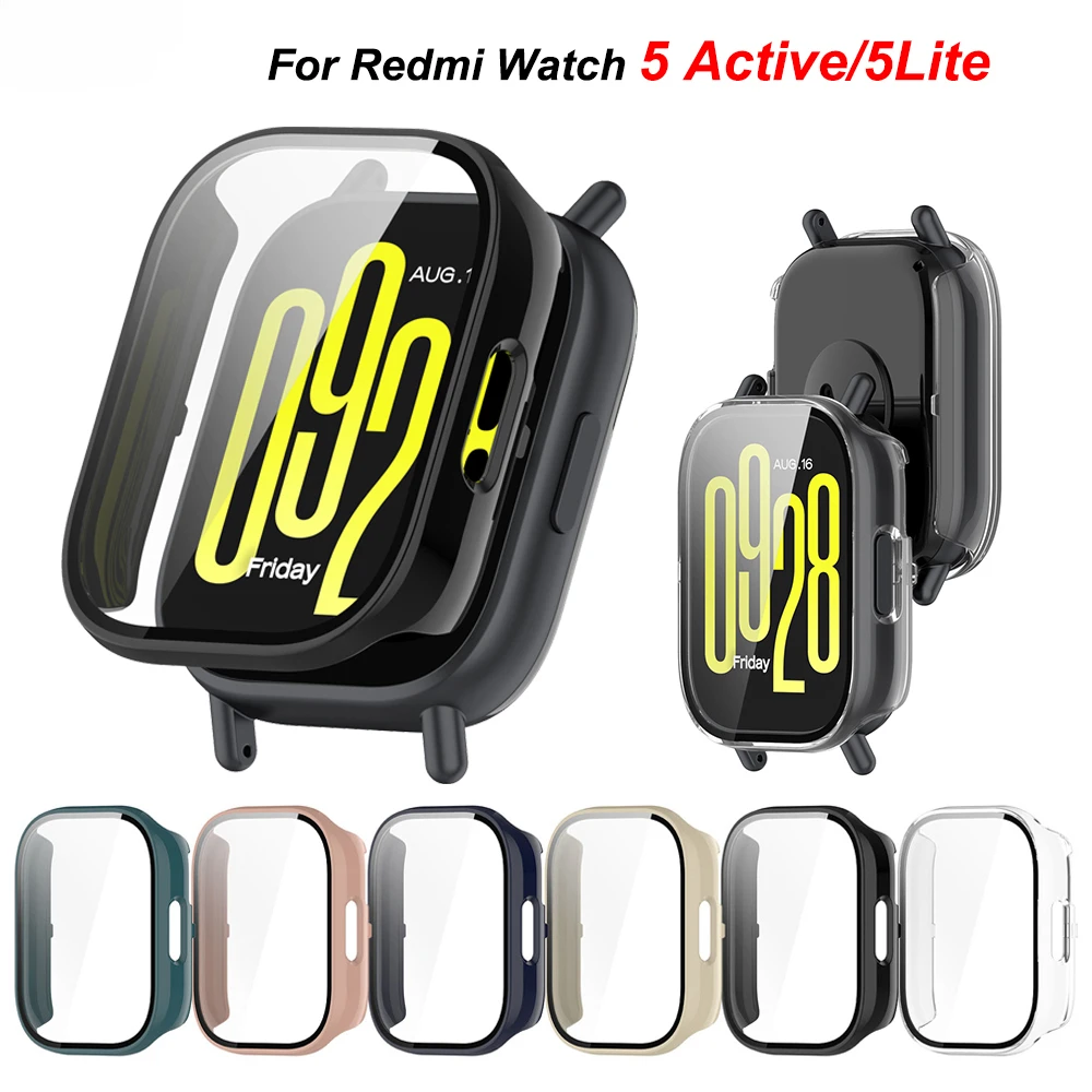 Tempered Glass+Case For Xiaomi Redmi Watch 5 Active Screen Protector Hard PC Bumper Protective Cover for MI Redmi Watch 5 Lite