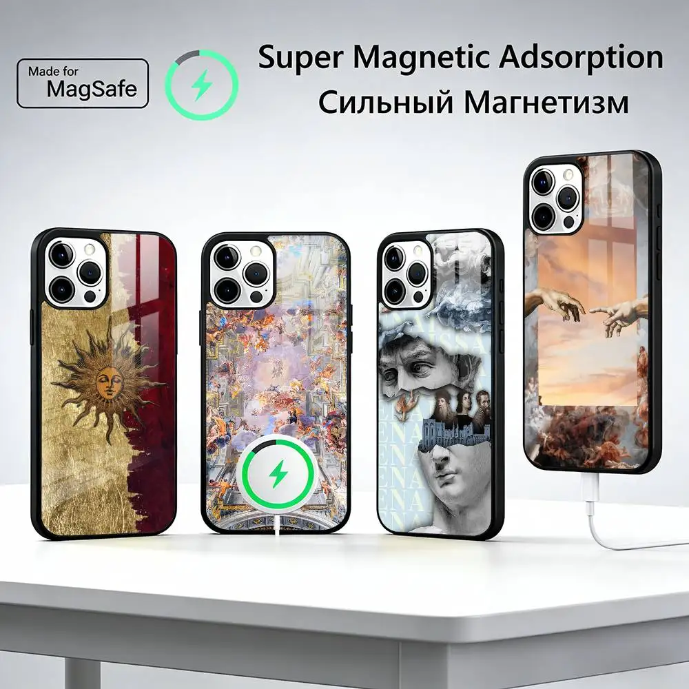 

R-Renaissance art Painting For Magsafe Phone Case for iPhone 17 16 15 14 13 12 11 Series Wireless Charging