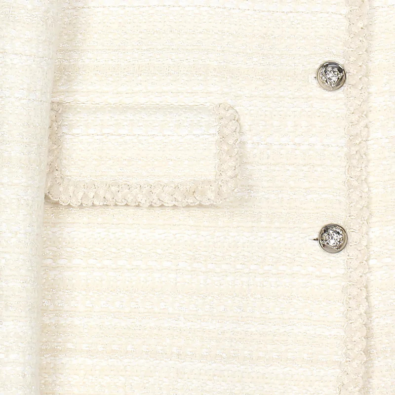 Elegant High Quality Round Neck Small Fragrance Coat Women Autumn Winter French Long-sleeved Tweed Woven Basic Office Lady Coat view 4