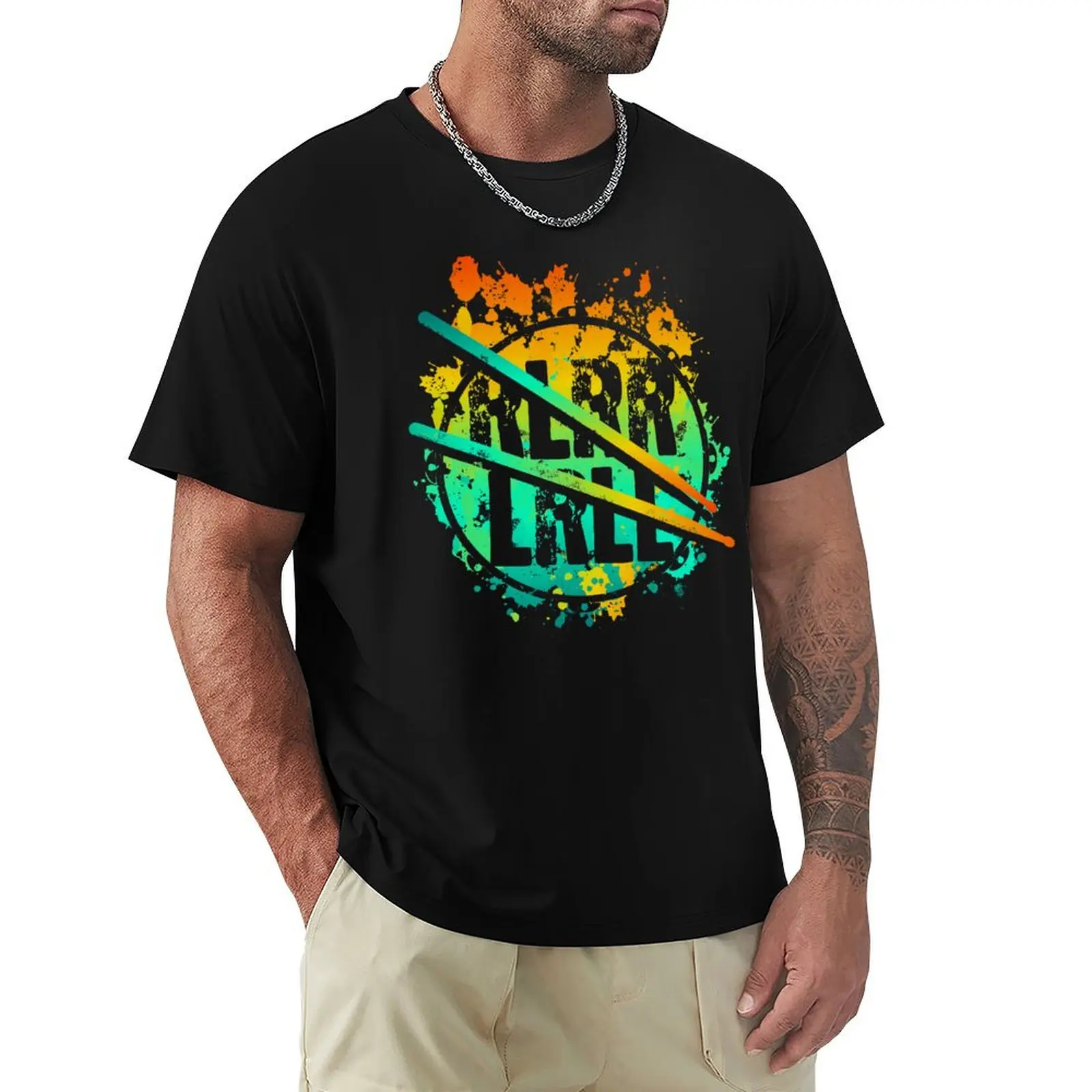 Drummer Paradiddle Rudiment Paint Splash T-Shirt graphics quick-drying oversized mens t shirts casual stylish