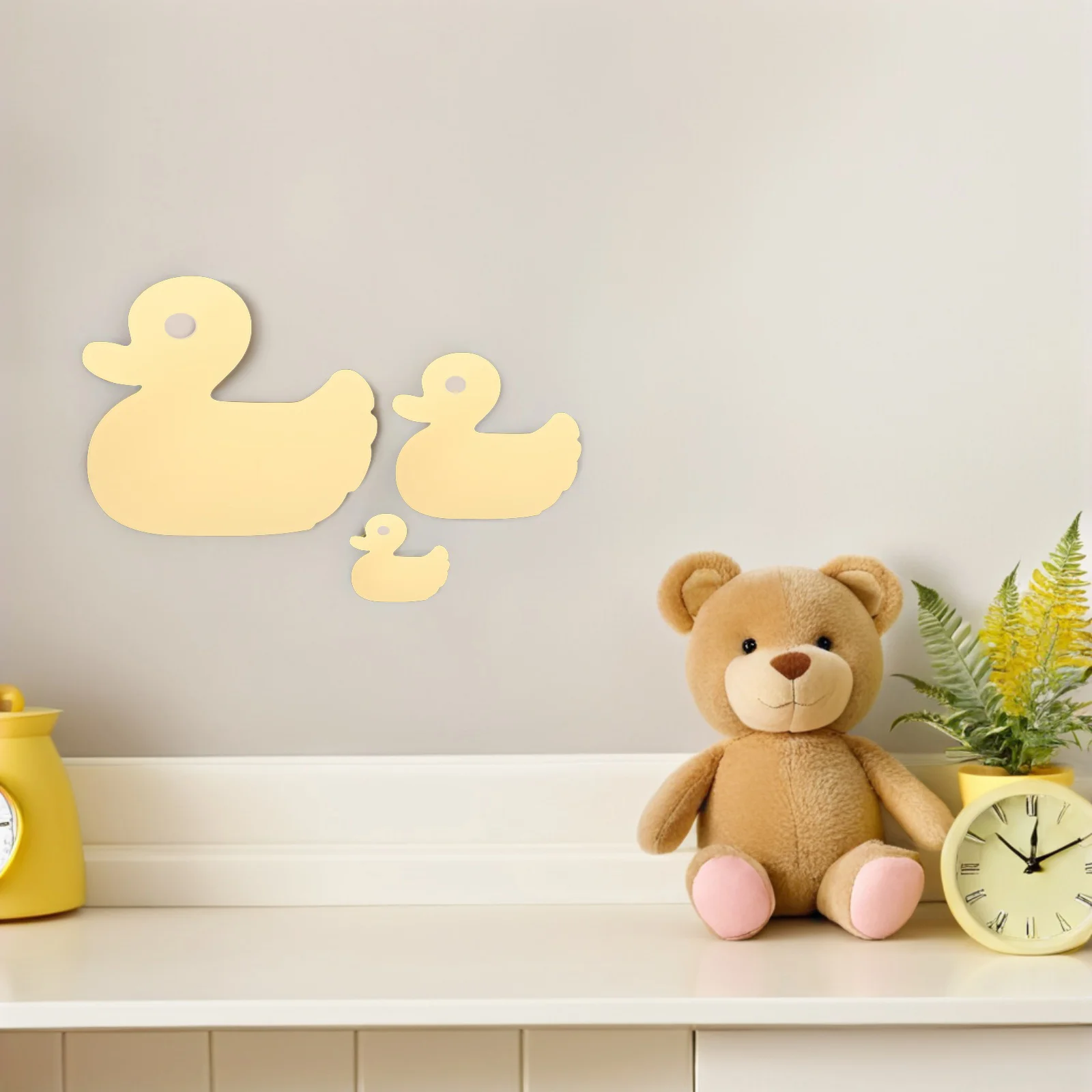 

7Pcs Duck Shaped Mirror Wall Stickers Stylish 3D Design Realistic Effect Easy to Install Removable Home Decor Living Room