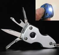 Portable 6-in-1 Folding Mini Screwdriver with LED Flashlight Camping Hiking Gears Kit Keychain Knife Repair Tools Bottle Opener