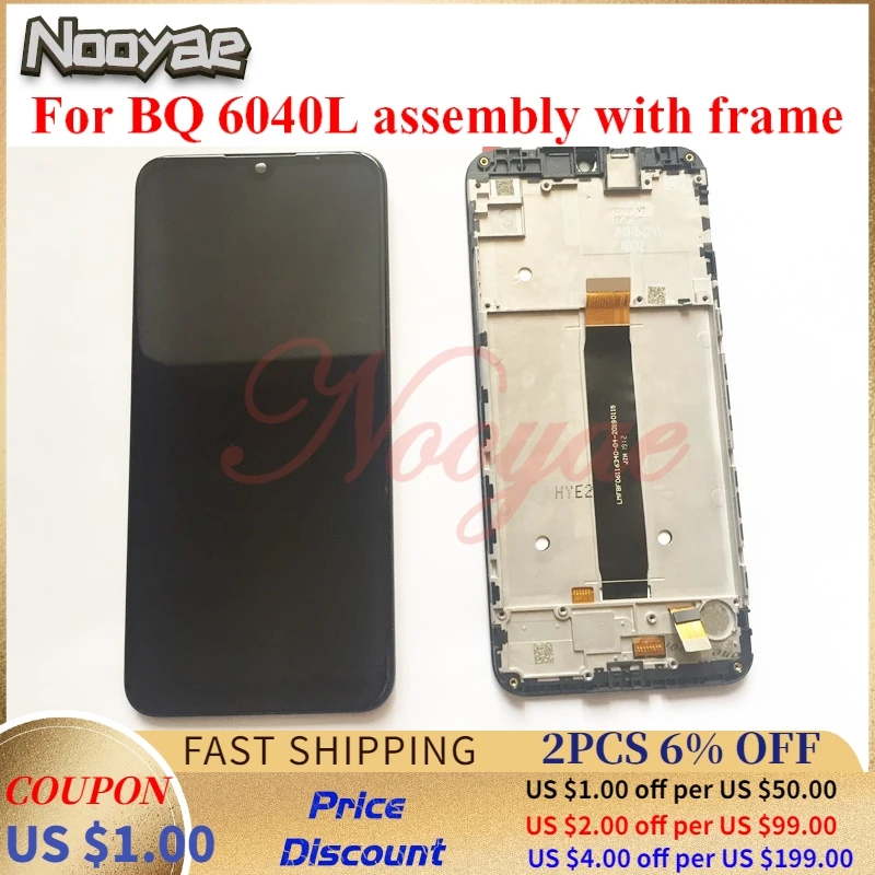 

Black Tested LCD Module For BQ Mobile Magic BQ-6040L 6040L Touch Screen Digitizer Sensor With Display Front Frame