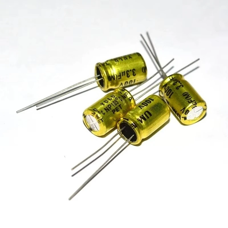 50pcs 3.3uF 100V High Quality Electrolytic Capacitor, Stepless Frequency Divider, Long Service Life for Audio Circuit